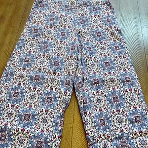 LOFT Medallion Linen Blend Fluid Wide Leg Pants